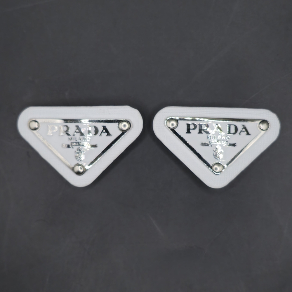 2x White Prada Triangle Patch/Croc Charm